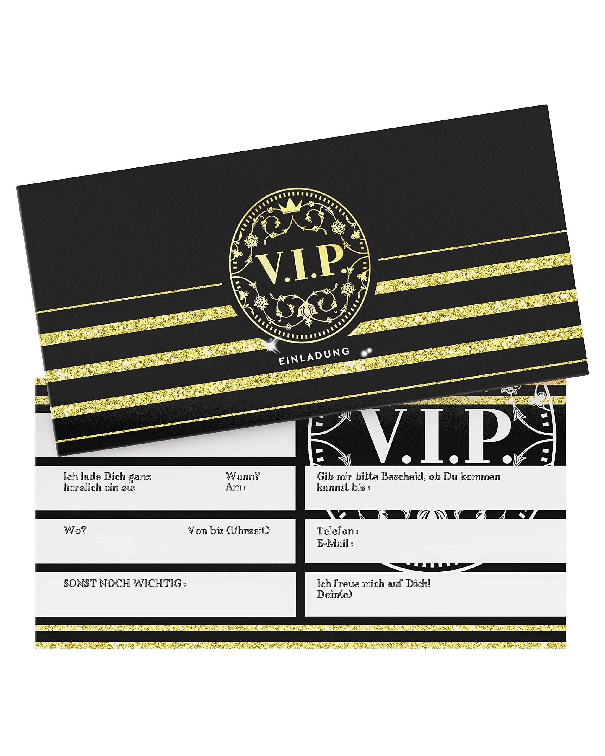 WEIDEBACH® VIP Invitation Cards Birthday (15 Cards + 15 Envelopes) Birthday Invitation for Boys, Girls, Adults to Fill in VIP Invitation Card Youth Consecration for Boys and Girls