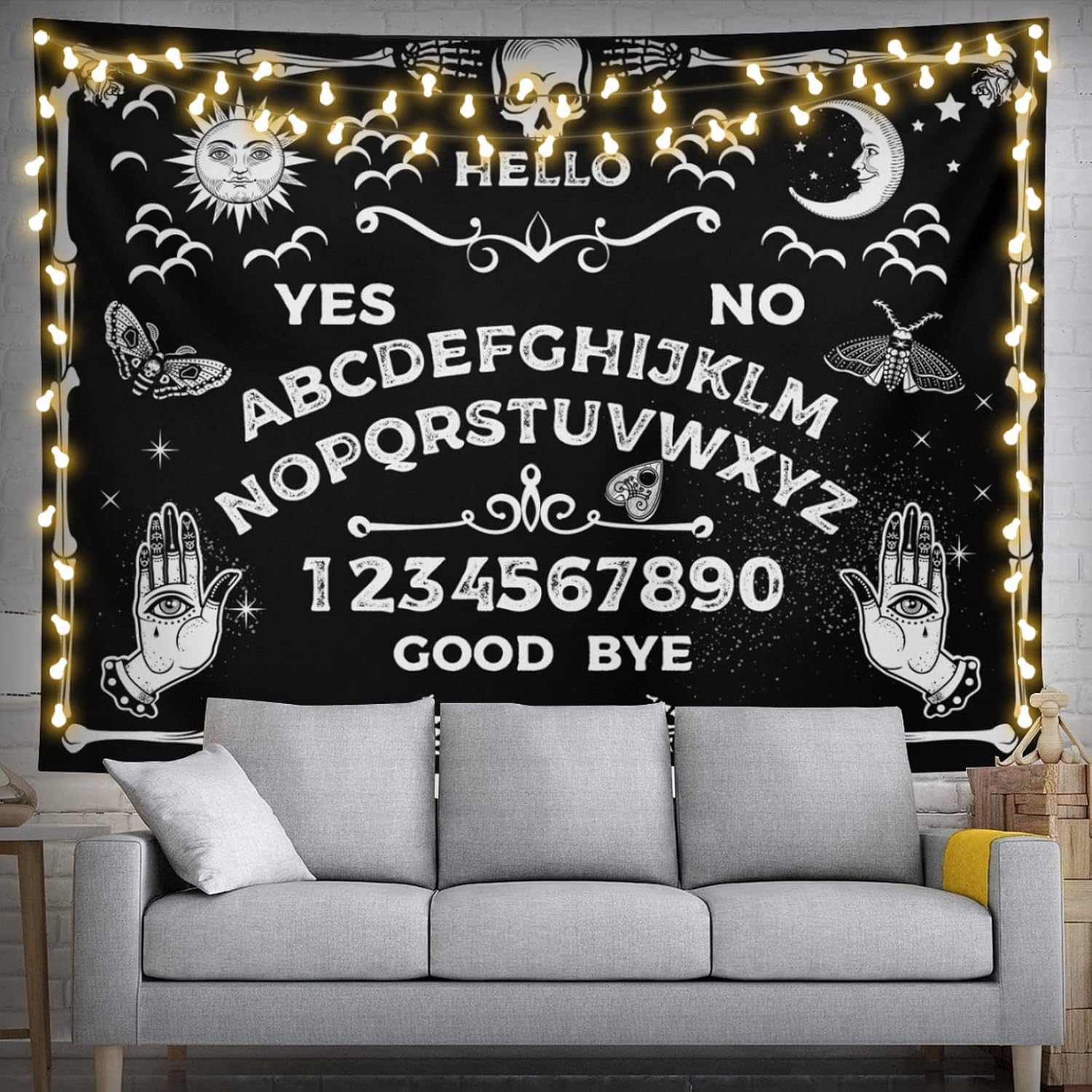 Tapestries - feelacle Ouija Board Tapestry Tarot Tapestry Black and White Tapestry 80