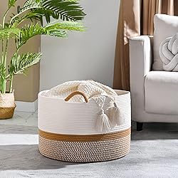 KAKAMAY Large Blanket Basket (20"x13"),Woven