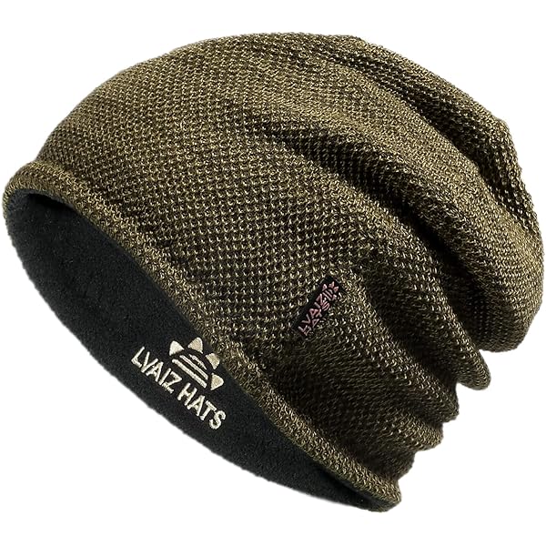 Lvaiz Winter Fleece Lined Knitted Beanie Hats for Men Reversible