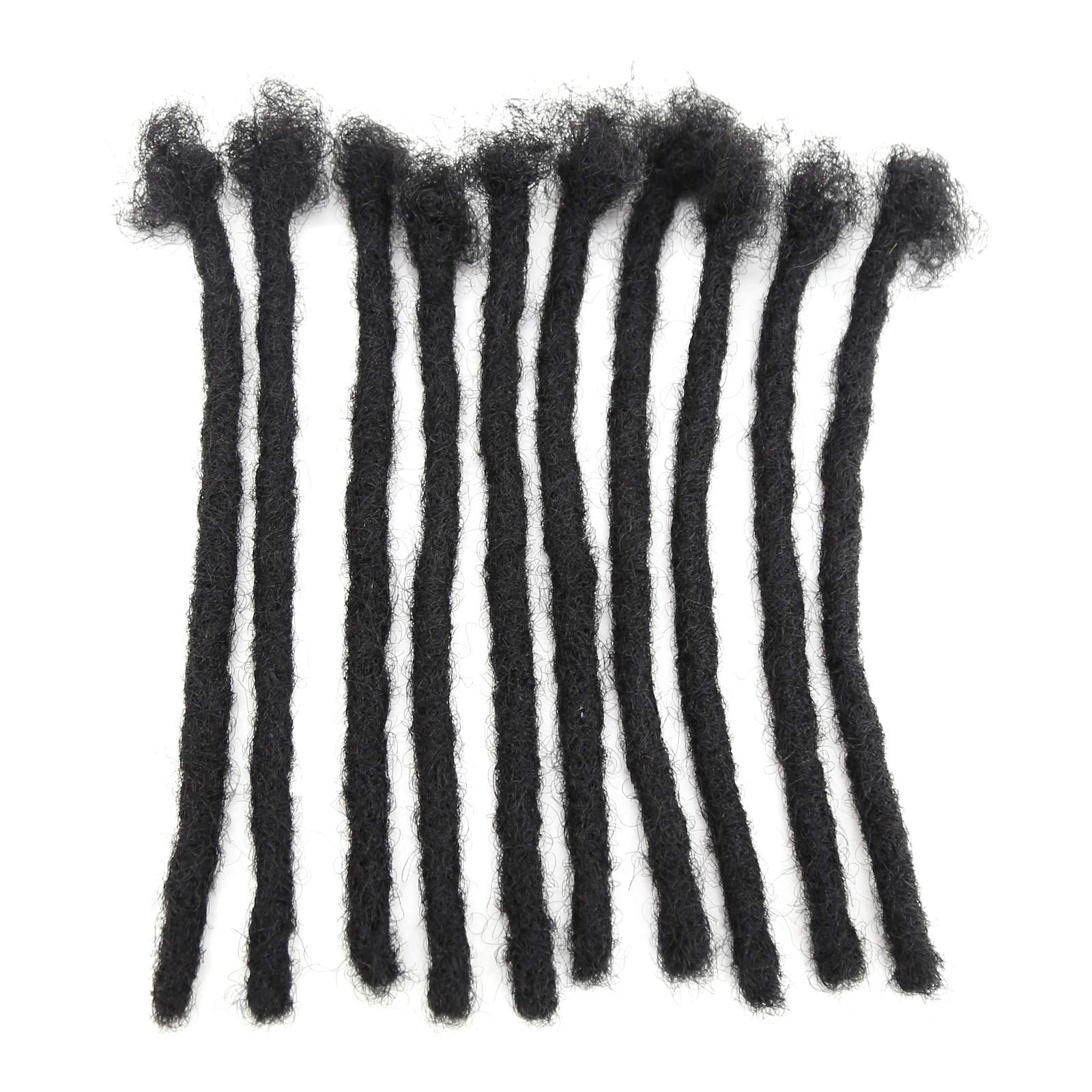 ZigZag Hair Dreadlocks Extensions Human Hair Natural Black 8inch 10 Strands Handmade 0.6CM Loc Crochet Braiding Decoration for Men/Women Hip-hop Locs Reggae Braiding Hair (8 Inch (Pack of 10), #1B)