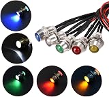 sourcing map 12V LED Indicator Light 8mm Panel Mount Metal Red Yellow Blue view 4