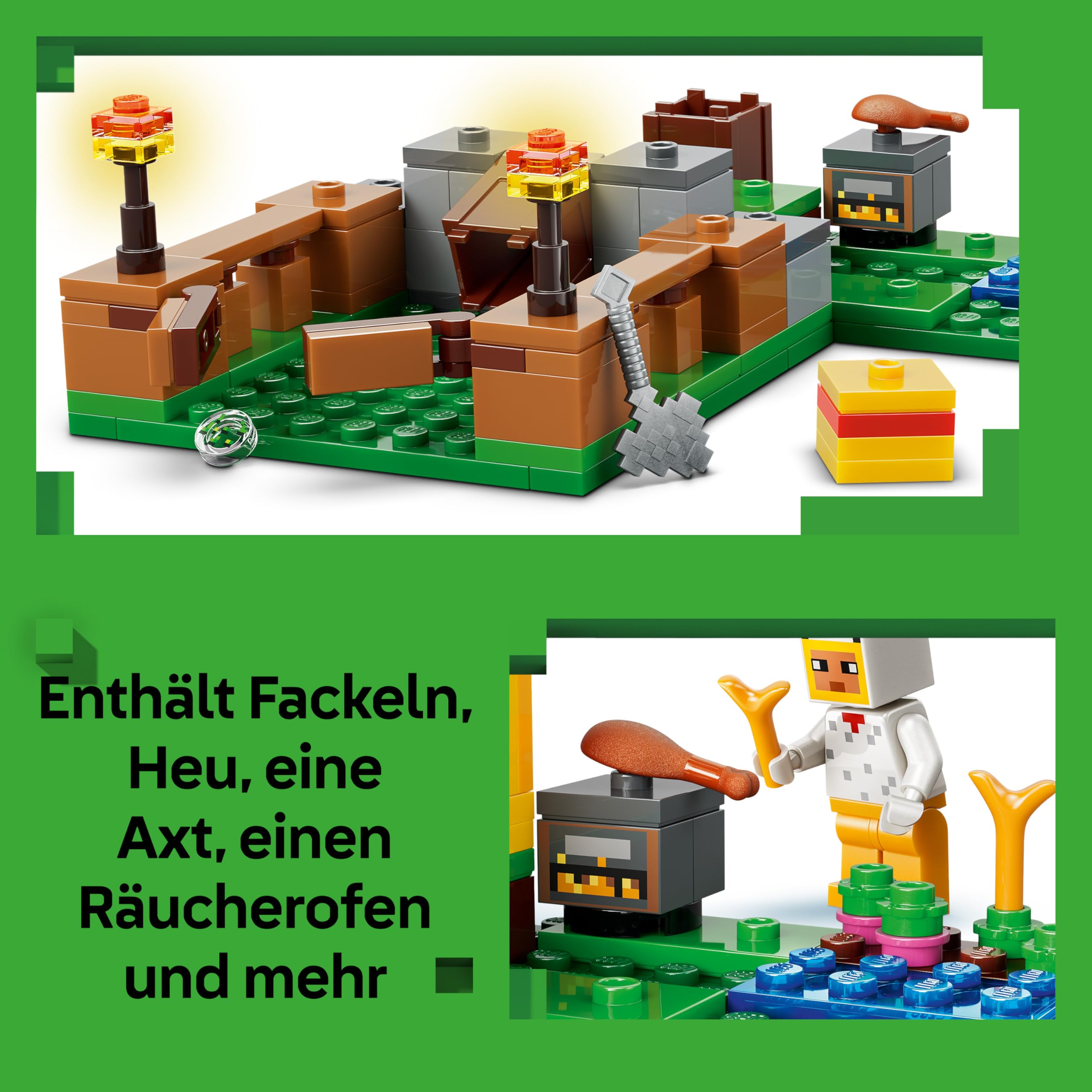 LEGO Minecraft Hühnerfarm - Spielzeug zum Bauen mit Hühner Fan Minifigur, Baby Zombie und Fuchs Figuren - Set mit Minecraft Figur - Gamer Geschenk für Jungen und Mädchen ab 7 Jahren - 21585 3