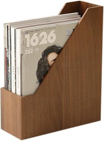 Amazon Co Jp Sunren 本 収納 ブックスタンド 本立て 木製 卓上収納 雑誌 新聞 書類入 オフィス 卓上本棚 デスク 小物入れ ダークブラウン ホーム キッチン