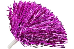 Lovecheer 12PCS/24PCS Metallic Pom Poms Cheerleading Fluffy Shiny Cheer Pom Poms with Handle Sports Team Spirited Dance Cheering Squad Girls Adults