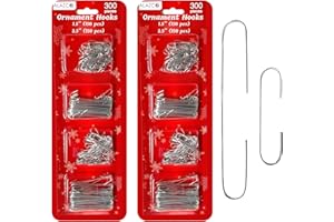 ALAZCO Value Set 600pc Silver Ornament Hanging Hooks Holiday Decor - Includes 300 Large (2.5") & 300 Small (1.25") Hooks