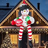 CORALMEE 13FT Christmas Inflatable Outdoor Decoration, Climbing Snowman Christmas Blow up Yard Decorations with LED Lights and Cardinal, Giant Snowman Inflatable Outdoor Decoration for Garden Roof