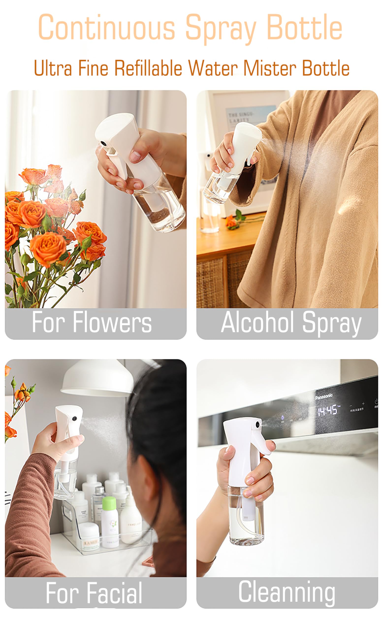 Hair Applicator Bottle-Root Comb Applicator Bottle and Continuous Spray Bottle, Hair Spray Bottle and Oil Applicator for Hair (Purple)