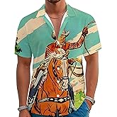 YZMI Western Shirts for Men Cowboy Country Shirt Short Sleeve Retro Button Down Outfits