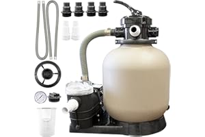 SWIMLINE HYDROTOOLS Complete Sand Filter System, 14" Tank - for Above-Ground & Inground Pools Up to 10,500 Gallons, Single Speed Pump, 0.45 THP, 2,400 GPH, 4-Way Multi-Port Valve, 60 lb Capacity