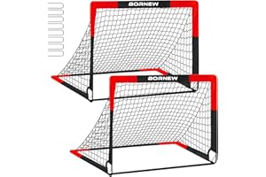 BORNEW 2 Pack Soccer Goal - Backyard & Indoor Soccer Goals for Kids, Portable Pop Up Soccer Nets Set for Youth & Adult and Outdoor Games and Soccer Training Equipment Ages 3-16 Year Gift