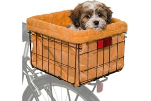 Xixter Pet Bike Basket with Liner & Mounting Hardware – Metal Wire Rear Bike Basket for Dogs & Cats – Comfortable Plush Bicyc