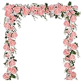 DearHouse 2Pack Artificial Peony Flower Garland - Silk Peony Garland with Pink Flowers for Wedding Party Table Decoration,6ft/Strand
