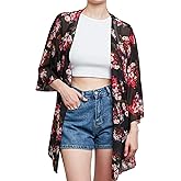 Argstar Women's Kimono Cardigans Casual Summer Tops Cover up Open Front Floral Print Resort Wear/Beachwear