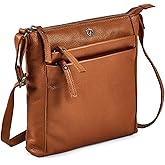 Small Soft Genuine Leather Crossbody Purse Women’s Sling Crossover Shoulder Travel Handbag with Triple Zipper
