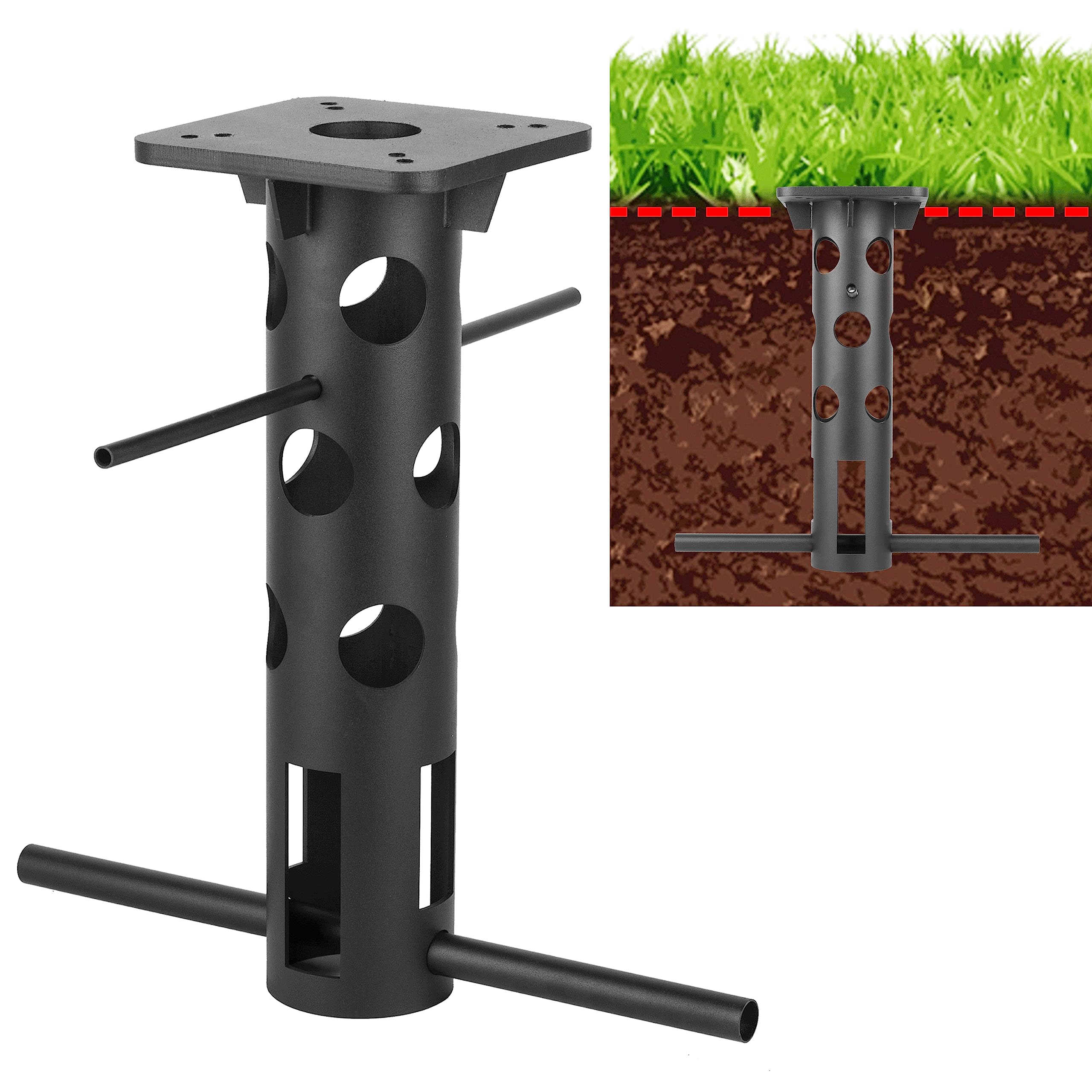 Photo 1 of Meruzy Patio Umbrella Base In Ground - Offset In-ground Umbrella Stand,304 Stainless Steel Umbrella Holder,Universal Umbrella Ground Anchor for Offset Cantilever Umbrella