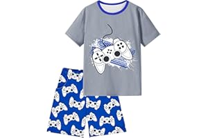 PASHOP Boys Pajamas Summer Short Sleeve Pajamas Shorts Set 2 Piece Summer Kids Boys Pjs Sleepwear Sets for Boys Size 8-14