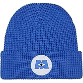 Disney Monsters Inc. Beanie Embroidered Logo Patch Adult Waffle Knit Winter Hat Blue