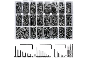 K Kwokker 1710Pcs Metric Bolt Assortment M2 M3 M4, 21 Sizes 4MM to 30MM Upgraded Zinc Plated Hex Socket Head Cap Machine Screws, 12.9 Alloy Steel Bolts and Nuts Kit Screws Nuts and Washers