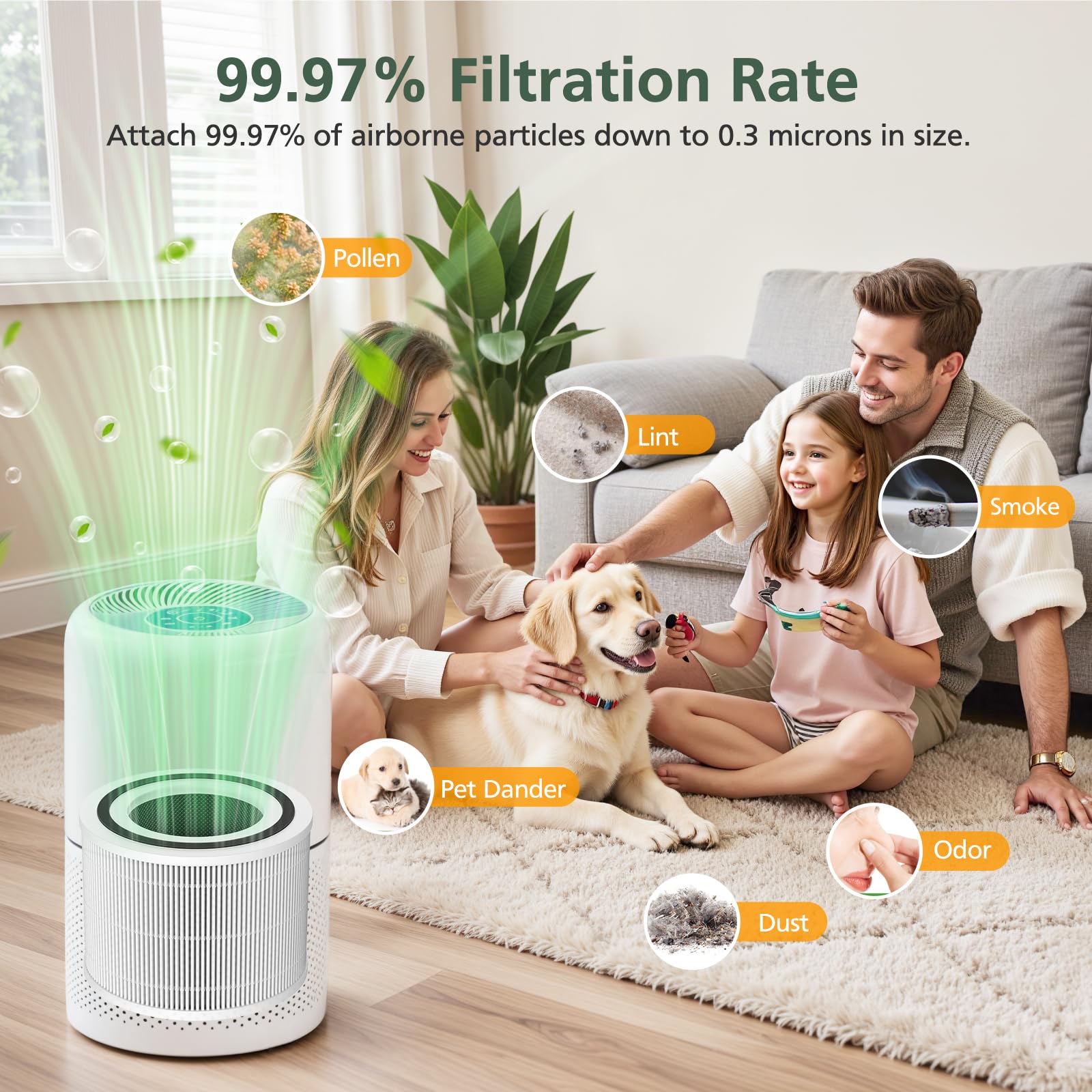 Core 300 Replacement Filter for LEVOIT Core 300 Core300-P Core 300S Core 300-P VortexAir Air Purifier, Core 300-RF, 3-in-1 HEPA Activated Carbon, 2 Pack, White, Core 300-P