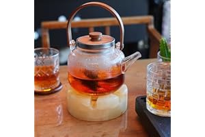 LIGHTZZ Teapot Food Warmer -Quartz Stone Warmer for Camping and Traveling - Buffet Server and Warmer - Marble Stone Candle Food and Teapot Warmer - Quartz, 6.25"