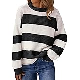 Libsorge Womens Striped Sweater Oversized Cute Color Block Sweaters Spring 2026 Trendy Knit Crew Neck Thin Pullover