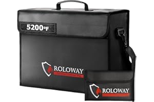 ROLOWAY Large Fireproof Bag 5200℉ Heat Insulated (17 x 12 x 5.8 inches), Fireproof Document Bag for Cash Safe and Document Safe