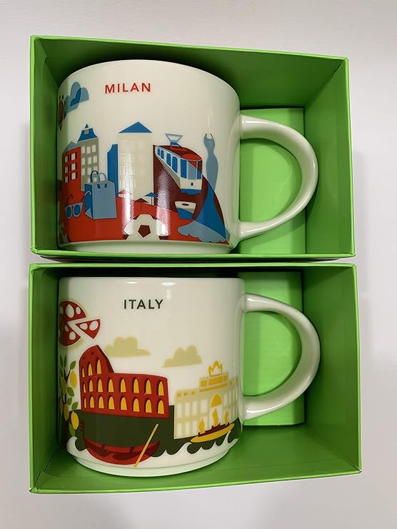 Starbucks Italy & Milan You Are Here YAH Coffee Set of 2