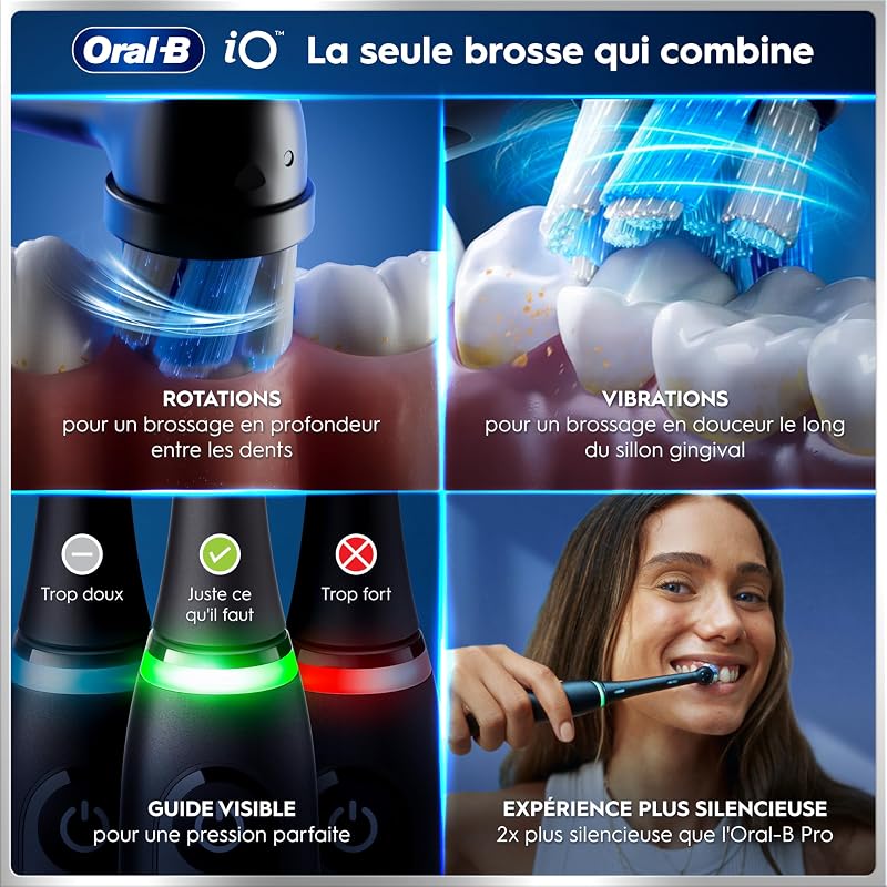 Brosses à Dents Electriques iO 6 Duo, 3 Brossettes, Noire et Rose