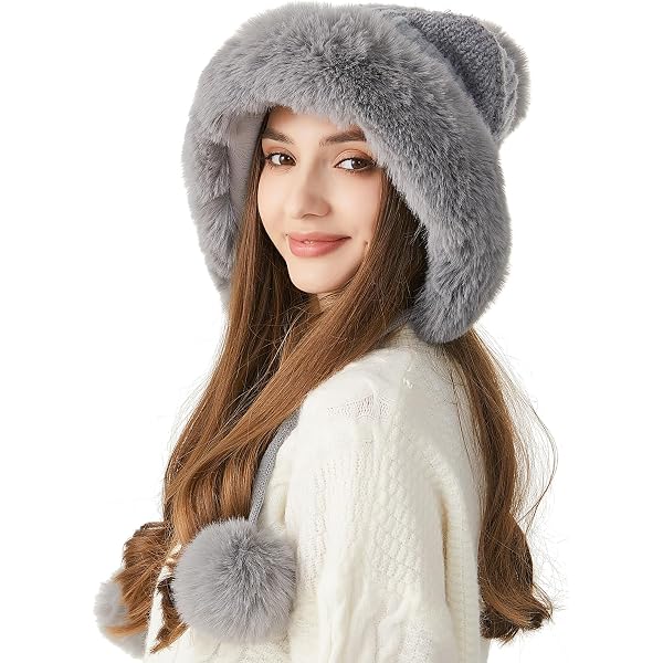 HUAMULAN Women Winter Sherpa Beanie Hats Knit Ear Flaps  display picture 3
