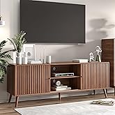 Oubayajia Mid Century Modern TV Stand for Televisions up to 70 Inches, with Sliding Doors and Storage, Television Stands, TV Consoles, Media Consoles for Living Room, 63 Inch (Walnut)