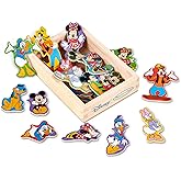 Melissa & Doug Disney Mickey Mouse Wooden Character Magnets (20 pcs) Toys for Disney Fans, Mickey Mouse Fridge Magnets, Pretend Play & Toddler Toys for Kids Ages 2+