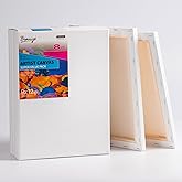 Bianyo 9x12 Inch Stretched Canvas for Painting – 8 Pack, 100% Cotton, Triple Primed & Acid-Free, Heavy-Duty Wood Frame, Blank Canvas for Acrylic, Oil, Watercolor & Mixed Media