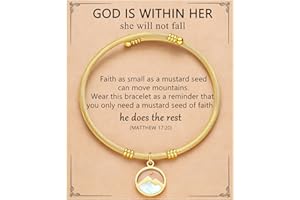 Eryuor Faith Moves Mountains - God Is Within Her Mustard Seed Bracelet Religious Christian Inspirational Gifts for Women Girls