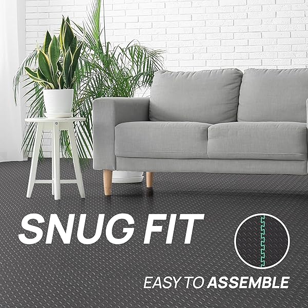 YES4ALL INTERLOCKING EXERCISE FOAM MATS WITH BORDER – INTERLOCKING FLOOR MATS FOR GYM EQUIPMENT – EVA INTERLOCKING FLOOR TILES – 36 SQUARE FEET (36 TILES) – BLACK