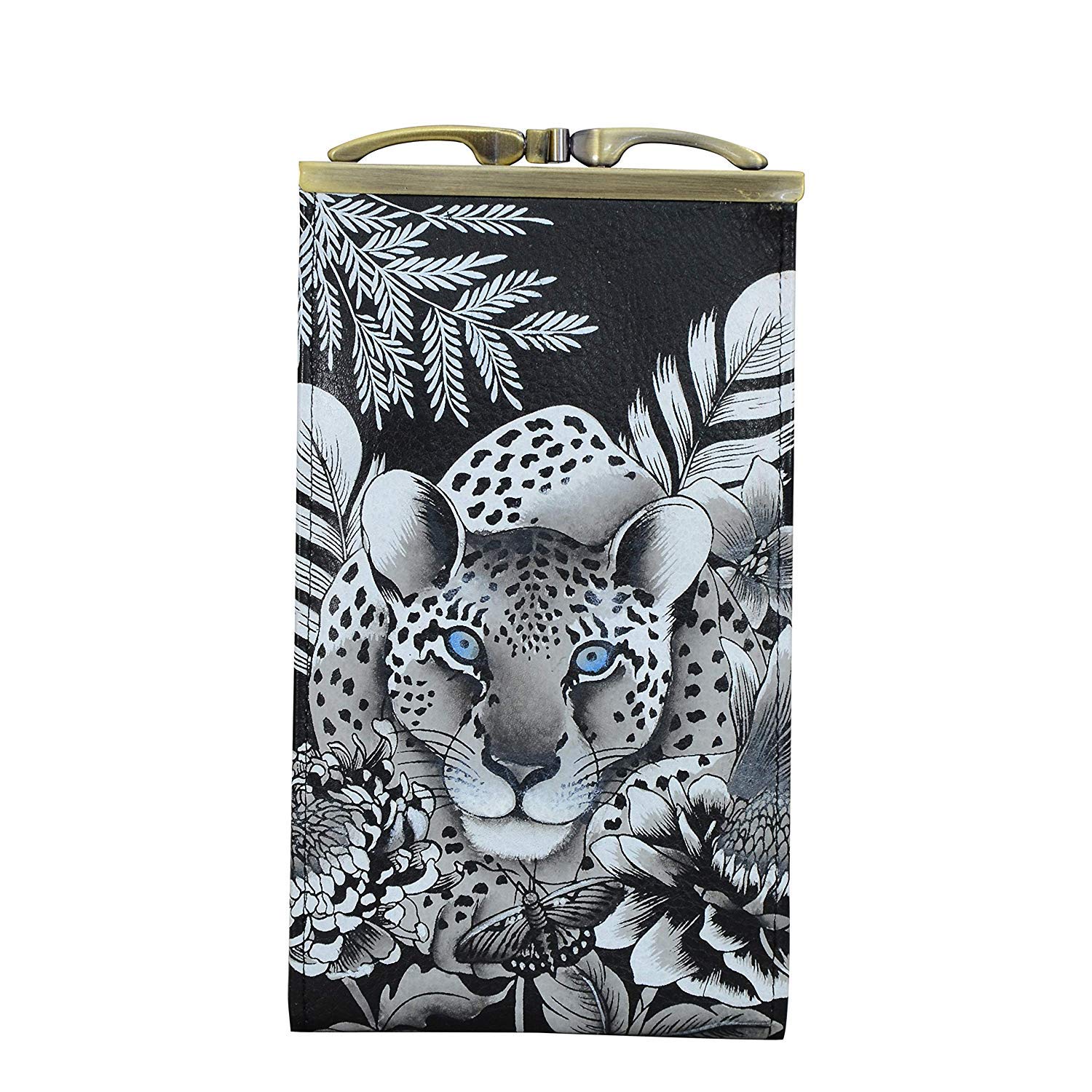 Anuschka Women's Original Hand-Painted Genuine Leather Double Eyeglass Case - Cleopatra's Leopard