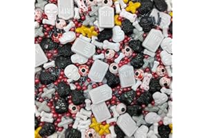 Homankit Halloween Sprinkles for Cake Decorating Edible Candy Eyeballs Dog Bones Tombstone Skull Cross Sprinkle Mix Cake Cupcake Toppers Cookie Dessert Decorations 3.53 Ounces