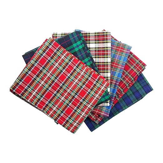 Craft Cotton Stoffpaket Tartan Stoff, Baumwolle, Bunt 45 x 55 x 0,5 cm, 5-Einheiten