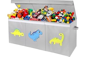 WOMRICH Extra Large Toy Box Chest, Toy Box for Boys Girls Kids, Collapsible Toy Bin with Flip-Top Lid and Handles, Sturdy Toy Organizers and Storage for Nursery Room, Playroom and Closet