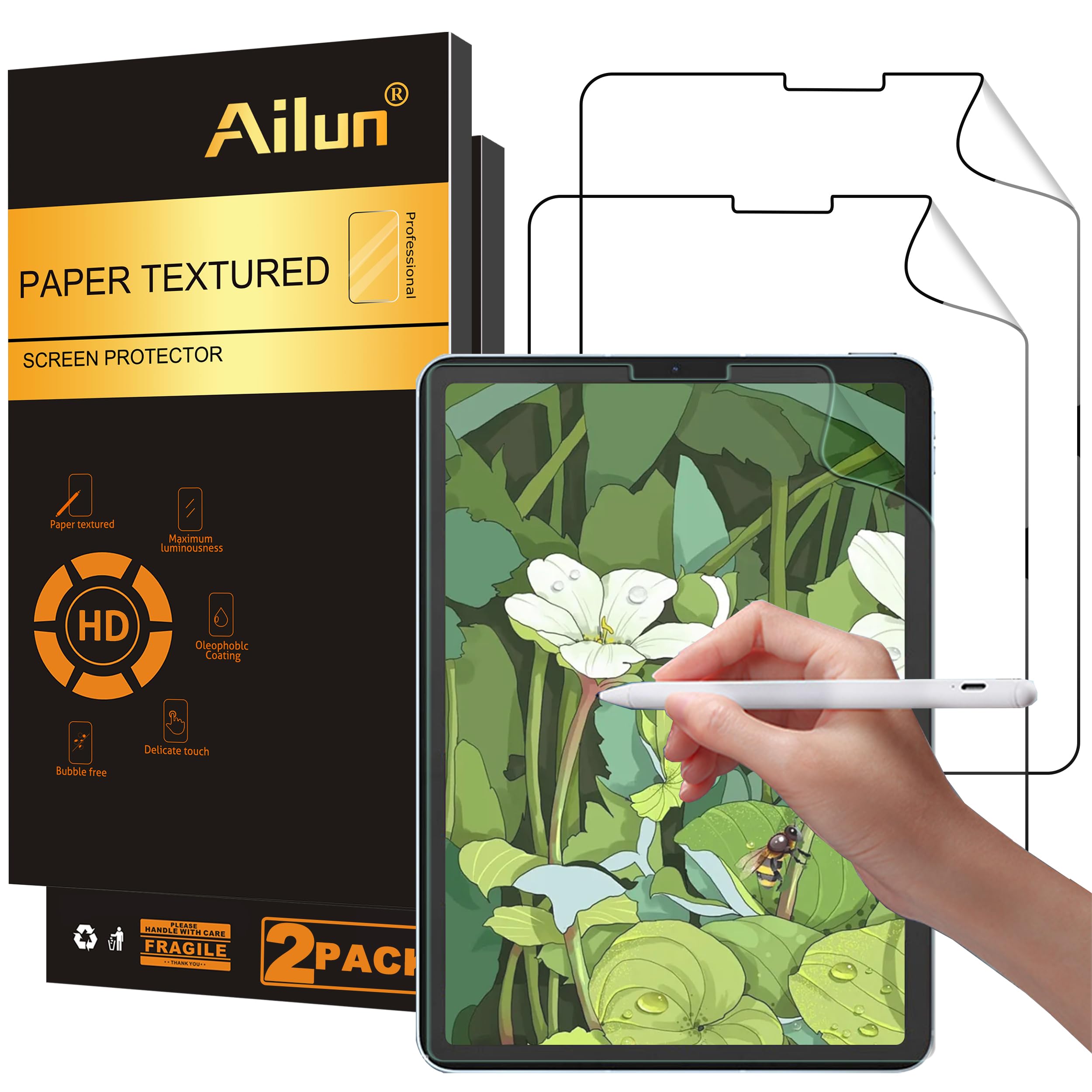 Photo 1 of Ailun Paper Textured Screen Protector for iPad Pro 12.9 Inch Display [2022 & 2021 & 2020 & 2018 Release] 2Pack Draw and Sketch Like on Papertouch Anti Glare Less Reflection