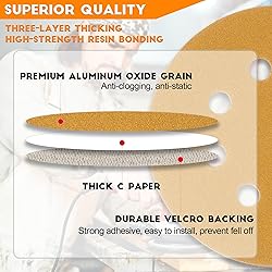 Mestool 5-Inch 8-Hole Hook and Loop Gold Sanding