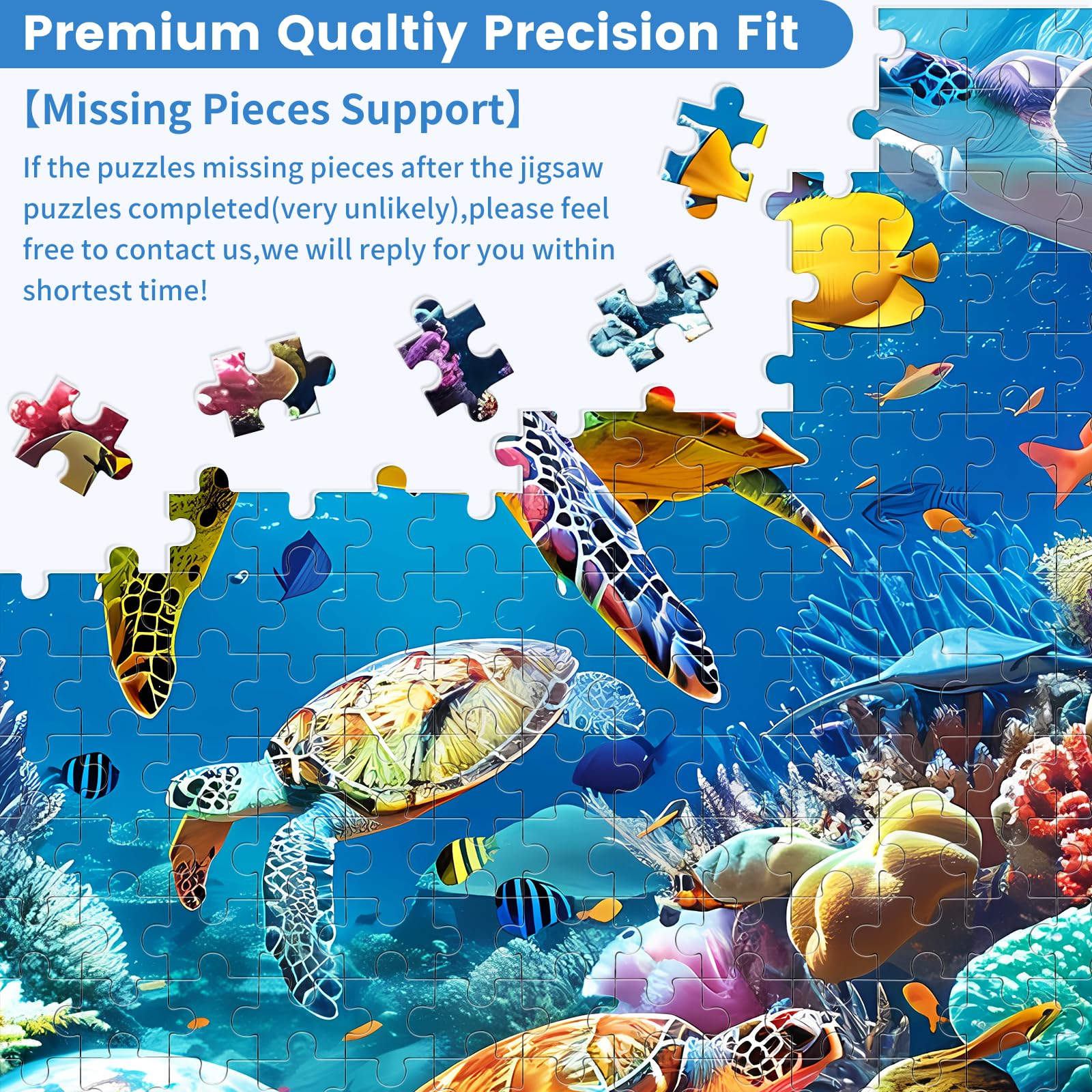 500 Piece Puzzle for Adults, Turtle Jigsaw Puzzles, Sea Animals Puzzles 500 Pieces, Birthday and Barious Holiday Party for Family Kids and Adults, Funny Puzzle for Adults, 20.5x15 in