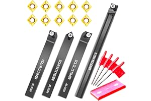 RupXinSplend Lathe Turning Holders Threading Tools Bit Set 14pcs - Metal Lathe Cutting Tools 4pcs 1/2" Shank Threading Holder Boring Bars+10pcs Indexable Carbide Inserts CCMT09T304 for Lathe Tools