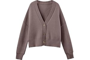 LILLUSORY Women's Lightweight Cropped Cardigan 2023 Open Front Button Sweaters V Neck Cardigans Knit Outwear