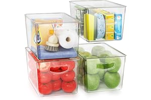 theaoo Clear Storage Bins with Lids Stackable - Large Plastic Containers for Pantry Organization and Storage - Perfect for ki