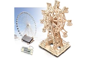 AURYEE Solar 3D Wooden Puzzles for Adults Birthday Gifts for Kids Ages 6-8-10-12-14 Ferris Wheel DIY Model Kit Educational Puzzle Building Toys STEM Projects Science Experiments