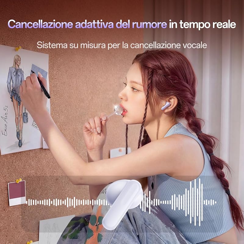 Enco Air5s True Wireless Earbuds Auricolari ANC Lunar White