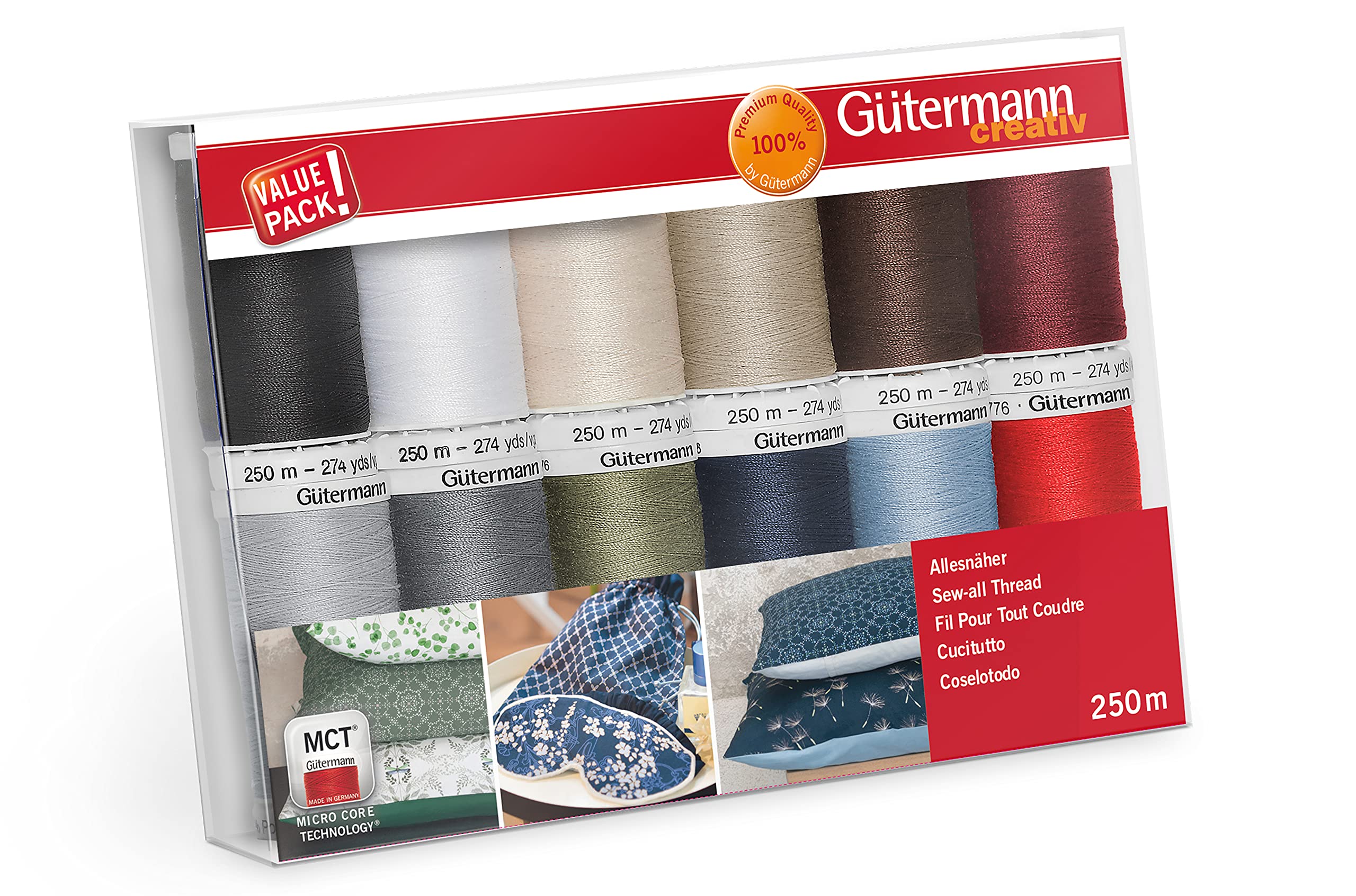 Gütermann creativ Sewing Thread Set with 12 spools Sew-All Thread 250 m in Basic Colours
