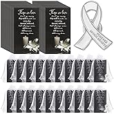 Unittype 30 Set Funeral Ribbon Pins for Mourning Brooch Memorial Lapel Awareness Pin Prayer Cards Organza Bags for Funeral Favors