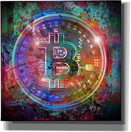 Epic Graffiti Bitcoin Wallet Giclee Canvas Wall Art, Purple